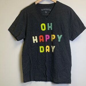 Olvergotis Women's V-Neck Tee - Charcoal with Colorful Letters